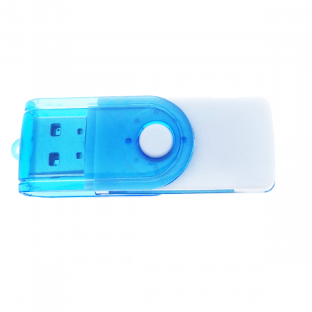 Cititor USB 2.0 pentru carduri de memorie MicroSD, SDHC, M2, MMC, cu capac rotativ, albastru [3]
