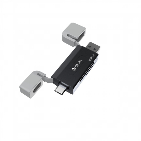 Cititor USB 3.0 de carduri de memorie microSD si SD cu conectare USB-C si USB, citeste date pana la 2TB, cu capace din silicon [2]