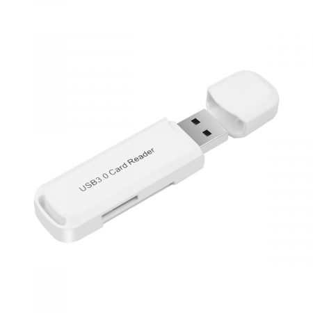 Cititor Carduri USB 3.0 - Cititor USB 3.0 pentru carduri SDXC si microSDXC , scriere, stocare si transfer date, cu capac, alb