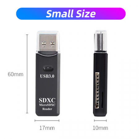 Cititor USB 3.0 pentru carduri SDXC si microSDXC , scriere, stocare si transfer date, indicator LED, cu capac, negru [7]