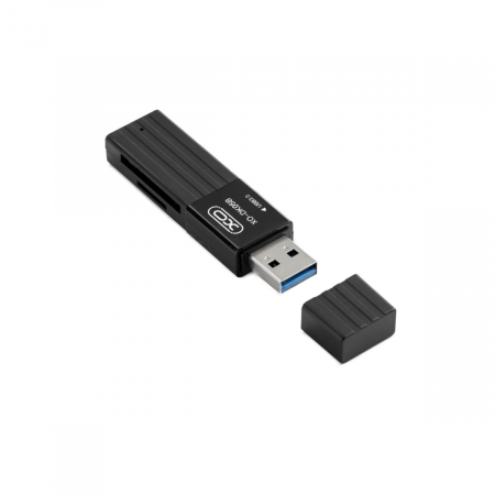 Cititor Carduri USB 3.0 - Cititor USB 3.0 pentru carduri SDXC si microSDXC, XO DK05B, scriere, stocare si transfer date, cu capac, negru
