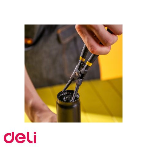 Cleste cu varf subtire 7 inch Deli DL20022, otel Cr-V forjat, finisaj negru anti-rugina, pentru lucrari de precizie [3]