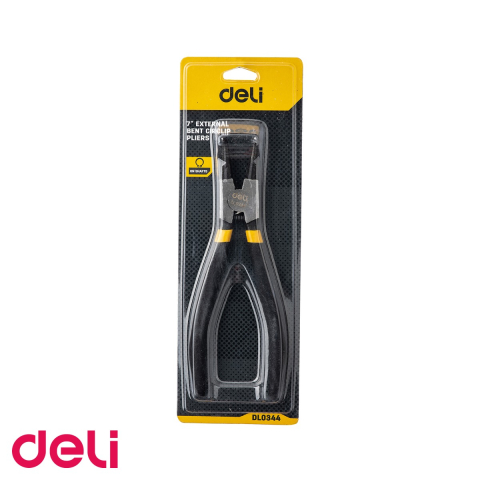 Bricolaj - Cleste cu varf subtire curbat Deli DL0344, otel 40Cr, 7 inch, pentru lucrari de precizie