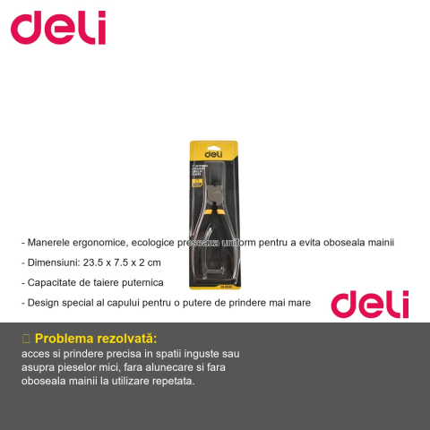 Cleste cu varf subtire pentru precizie Deli DL0341, 7 inch, otel carbon forjat, pentru lucru de fineţe [1]