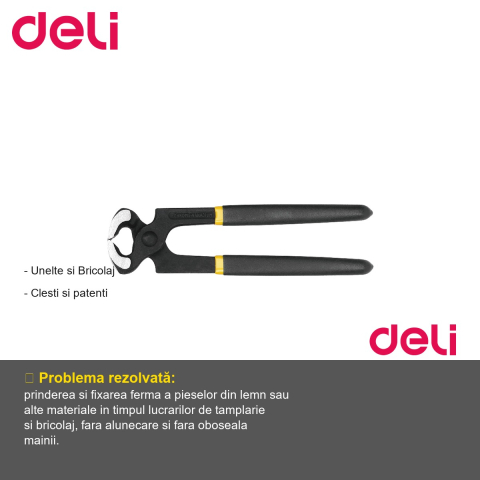 Cleste metal pentru tamplarie Deli, 8 inch, maner dublu strat otel-carbon, forjat cu precizie [1]