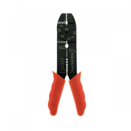 Clesti - Cleste pentru dezizolat si sertizat, FS12846, cu manson din plastic rosu