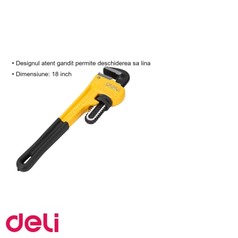 Cleste pentru tevi cu blocare Deli, 18 inch, aliaj otel Cr-Mo, pentru constructii si instalatii sanitare [2]