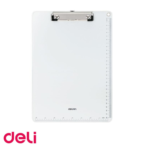 Clipboarduri si suporturi de scriere - Clipboard Deli 64504 format A4 cu clema metalica si rigla laterala, suport ferm pentru scris si organizare documente