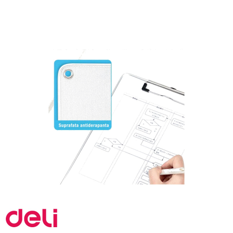 Clipboard Deli 64504 format A4 cu clema metalica si rigla laterala, suport ferm pentru scris si organizare documente [3]