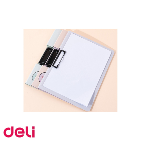 Clipboard dublu Deli Macarons, format A4, din PP foam cu clips metalic, culori pastelate [3]
