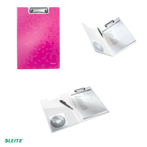 Clipboard Leitz WOW, dublu, polyfoam, A4, capacitate 100 coli, roz [3]
