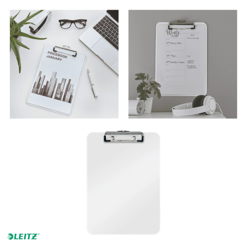 Clipboard Leitz WOW, simplu, PS, A4, capacitate 100 coli, alb [3]