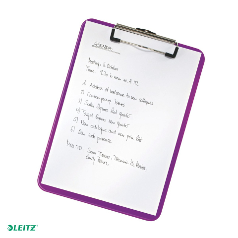 Clipboard Leitz WOW, simplu, PS, A4, capacitate 100 coli, mov [4]