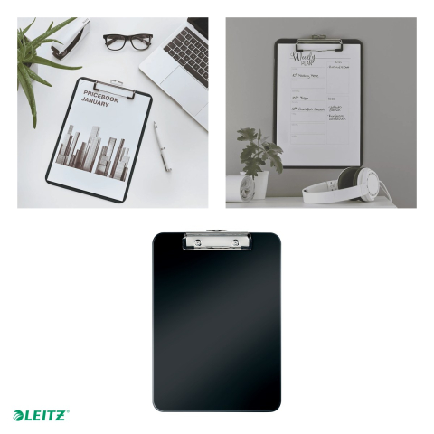 Clipboard Leitz WOW, simplu, PS, A4, capacitate 100 coli, negru [3]