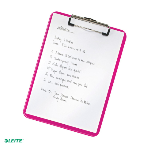 Clipboard Leitz WOW, simplu, PS, A4, capacitate 100 coli, roz [4]