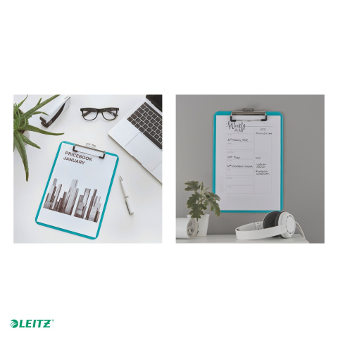 Clipboard Leitz WOW, simplu, PS, A4, capacitate 100 coli, turcoaz [4]