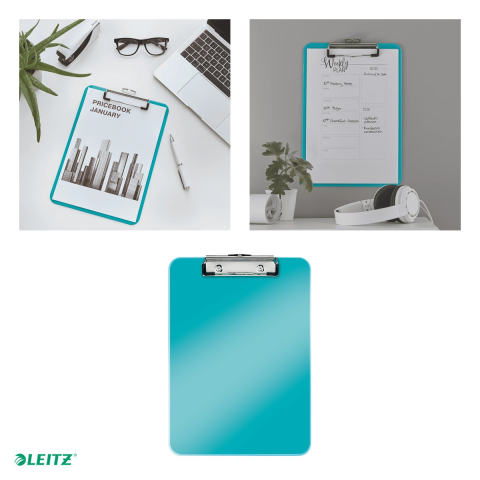 Clipboard Leitz WOW, simplu, PS, A4, capacitate 100 coli, turcoaz [3]