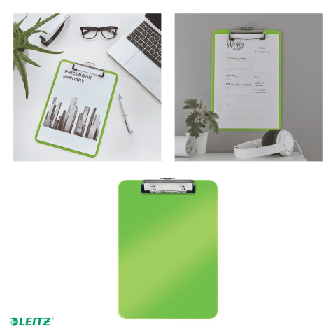 Clipboard Leitz WOW, simplu, PS, A4, capacitate 100 coli, verde [3]