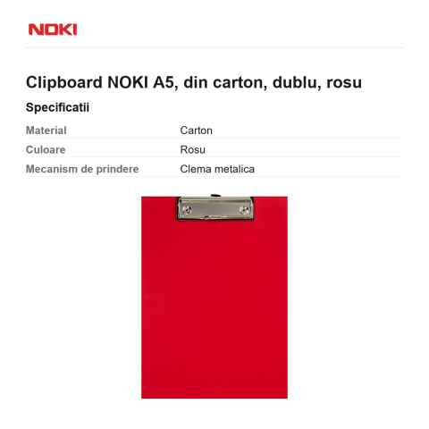 Clipboard NOKI A5, din carton, dublu, rosu [2]