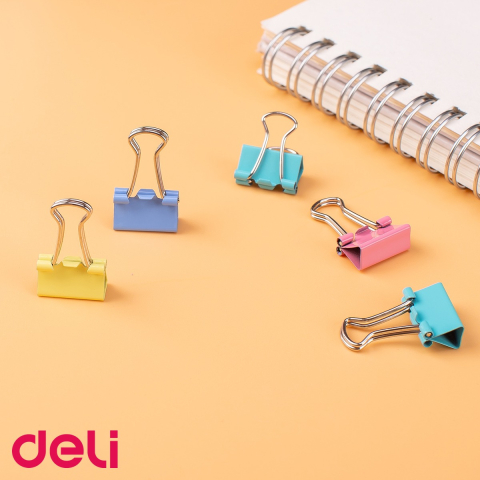 Clipsuri hartie colorate Deli, 15 mm, culori pastel, set 60 bucati in cutie plastic [3]