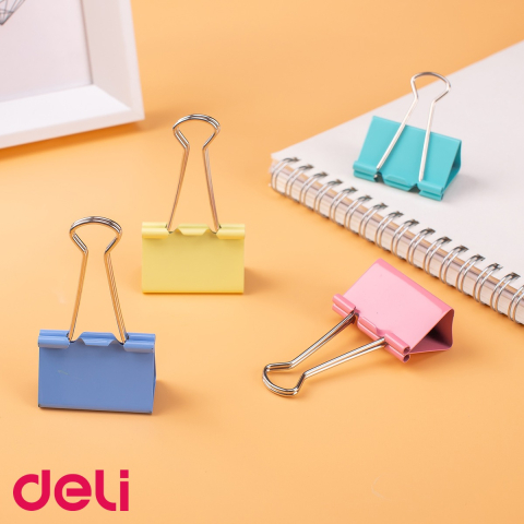 Clipsuri hartie colorate Deli, 41 mm, culori pastel asortate, set 24 bucati in cutie plastic, pentru organizare documente [3]