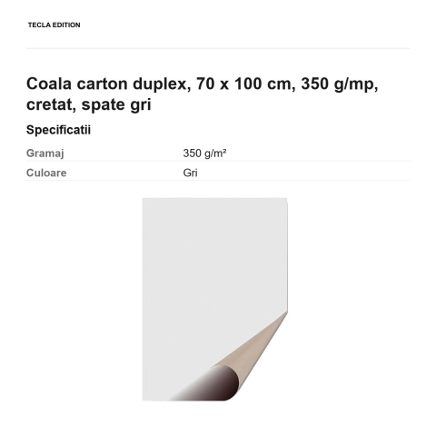 Coala carton duplex, 70 x 100 cm, 350 g/mp, cretat, spate gri [2]