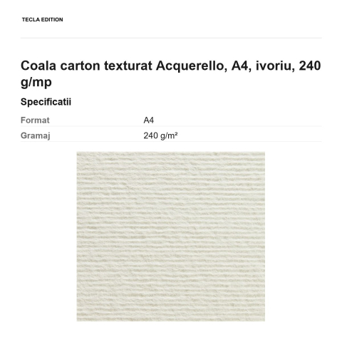 Coala carton texturat Acquerello, A4, ivoriu, 240 g/mp [2]