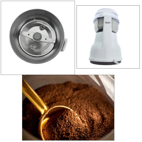 Coffee Grinder Cu Lama, Alb, pentru Cafea Proaspata Macinata, Utilizare Versatila la Espresso, Filtru, Ibric si Condimente, cu Functie Puls si Design Compact Alb, 91518 [1]