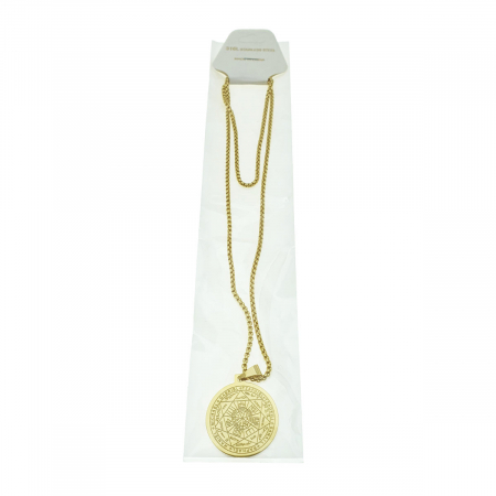 Colier cu pandativ medalion, talisman design simbolic Sigiliul Celor Sapte Arhangheli, SN-01G, din otel inoxidabil, auriu [5]