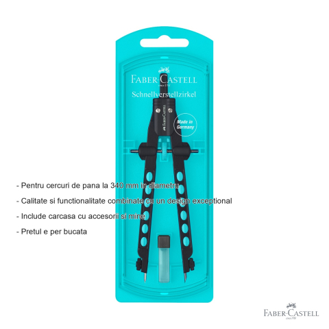 Compas Faber-Castell Factory Neon 2023, reglare rapida, design 3D, pentru cercuri pana la 340 mm [1]