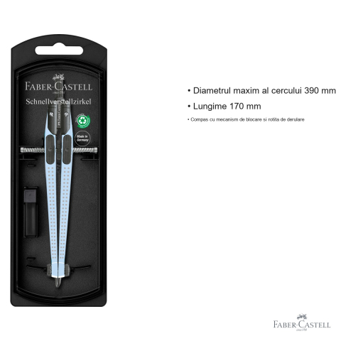 Compas Faber-Castell Quick-Set Grip, mecanism de blocare si rotita de derulare, pentru desen tehnic [2]