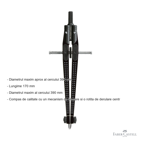 Compas Faber-Castell Quick-Set Grip, mecanism de blocare si rotita de derulare, pentru studenti [1]