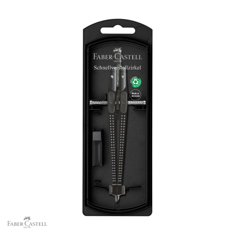Instrumente de geometrie - Compas Faber-Castell Quick-Set Grip, mecanism de blocare si rotita de derulare, pentru studenti