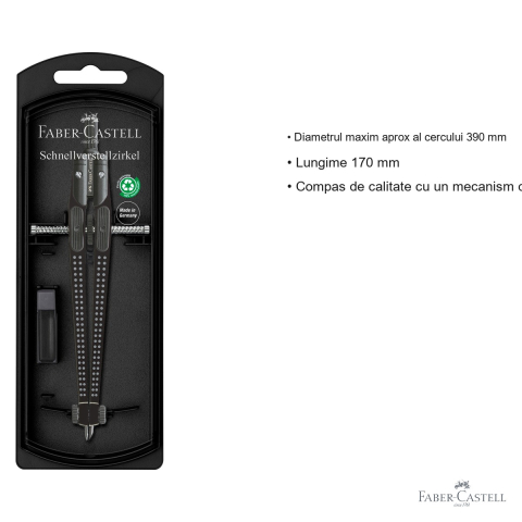 Compas Faber-Castell Quick-Set Grip, mecanism de blocare si rotita de derulare, pentru studenti [2]