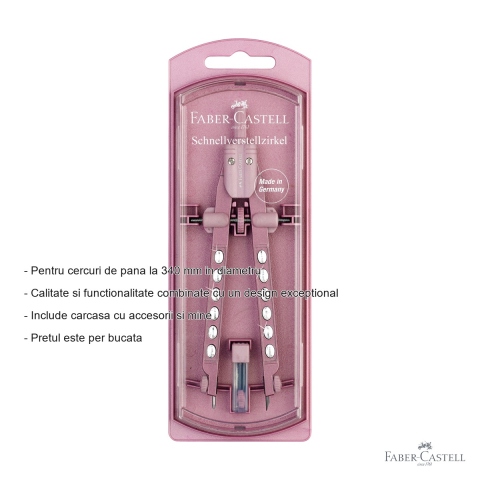 Compas Faber-Castell Sparkle Factory 2023, reglare rapida, design 3D metalic, pentru elevi [1]