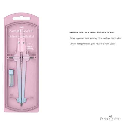 Compas Faber-Castell Stream Flow, reglare rapida, design ergonomic gradient, pentru scoala si desen tehnic [2]
