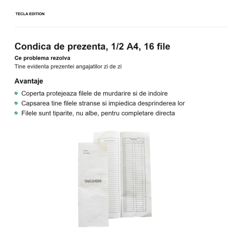 Condica de prezenta, 1/2 A4, 16 file [1]