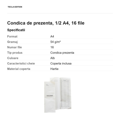 Condica de prezenta, 1/2 A4, 16 file [2]