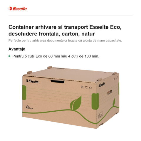 Container arhivare si transport Esselte Eco, deschidere frontala, carton, natur [1]