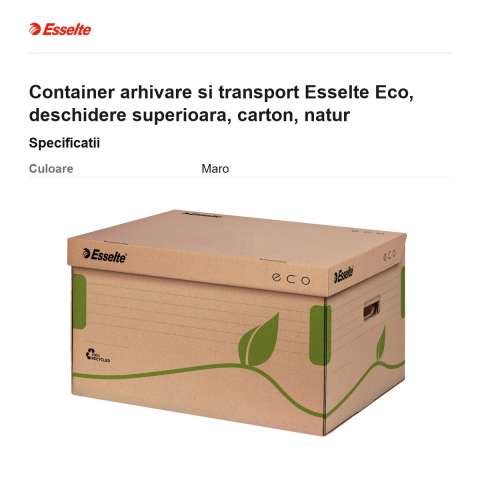 Container arhivare si transport Esselte Eco, deschidere superioara, carton, natur [2]