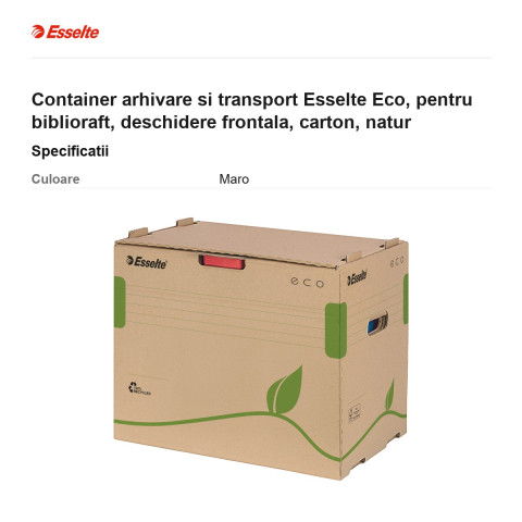 Container arhivare si transport Esselte Eco, pentru biblioraft, deschidere frontala, carton, natur [2]