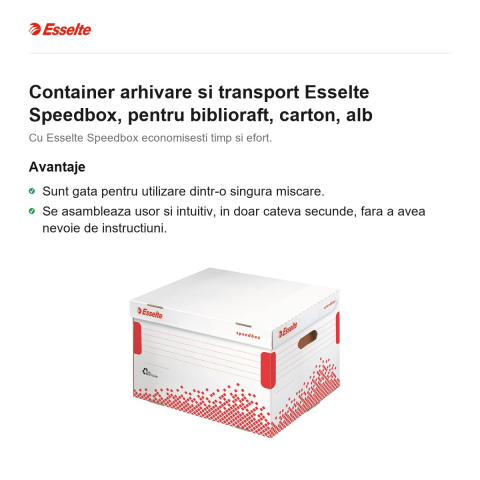 Container arhivare si transport Esselte Speedbox, pentru biblioraft, carton, alb [1]