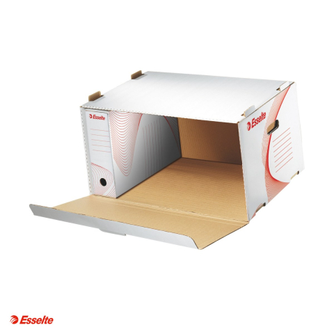 Cutii depozitare - Container arhivare si transport Esselte Standard, deschidere frontala, carton, alb
