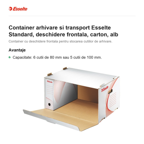 Container arhivare si transport Esselte Standard, deschidere frontala, carton, alb [1]