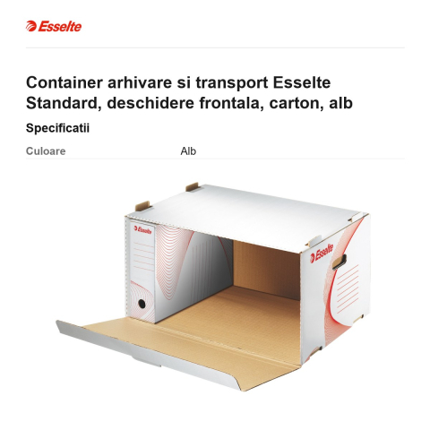 Container arhivare si transport Esselte Standard, deschidere frontala, carton, alb [2]