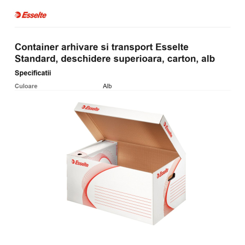 Container arhivare si transport Esselte Standard, deschidere superioara, carton, alb [2]
