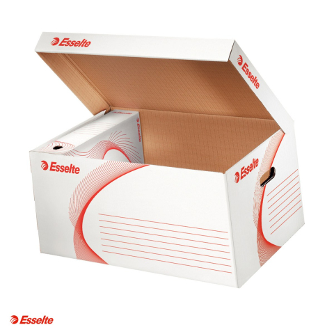Cutii depozitare - Container arhivare si transport Esselte Standard, deschidere superioara, carton, alb