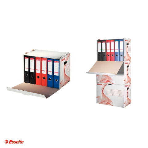 Container arhivare si transport Esselte Standard, pentru biblioraft, deschidere frontala, carton, capacitate 6 Bibliorafturi de 75/80 mm, alb [3]