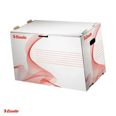 Cutii depozitare - Container arhivare si transport Esselte Standard, pentru biblioraft, deschidere frontala, carton, capacitate 6 Bibliorafturi de 75/80 mm, alb