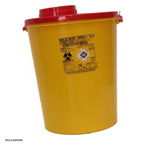 Container pentru deseuri medicale intepatoare si taietoare 12 litri, din plastic rezistent la perforare, capac cu inchidere temporara si definitiva [0]